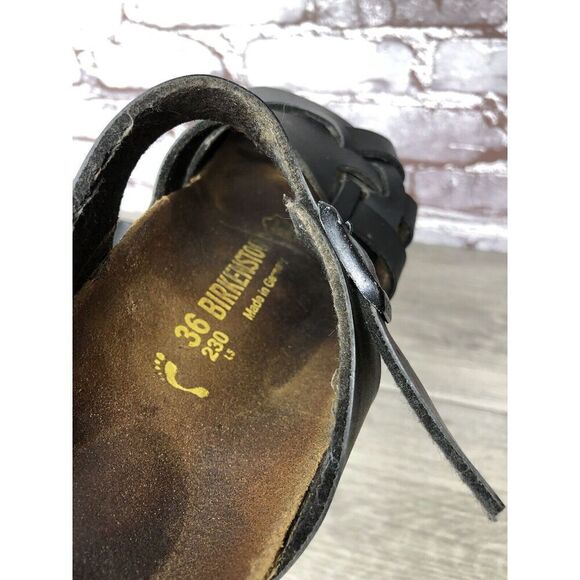 Birkenstock Pisa Black Leather Strappy Slides Cork Sandals Women’s Sz 36EU/5M US - Picture 14 of 16